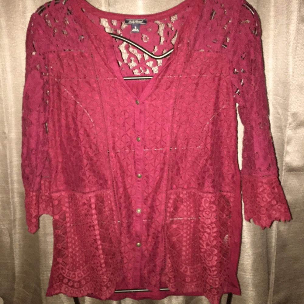 Lucky Brand burgundy lace top